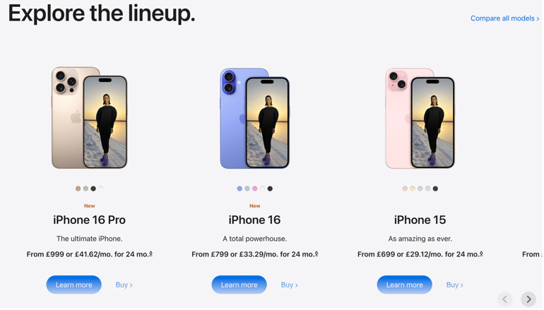 Apple Iphone 16 lineup